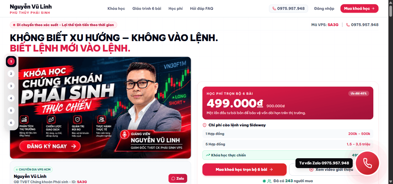 Ảnh chụp thực tế website nguyenvulinh.com — dự án do Fortyseven Marketing triển khai